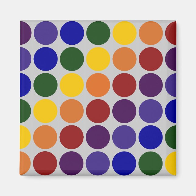 Rainbow Polka dots på Grått Magnet (Framsidan)