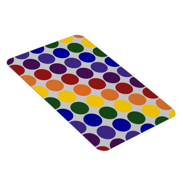 Rainbow Polka dots på Grått Magnet (Högersidan)