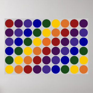 Rainbow Polka dots på Grått Poster