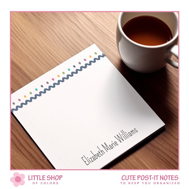 Rainbow Polka dots Personlig Post-it Block (Skapare uppladdad)