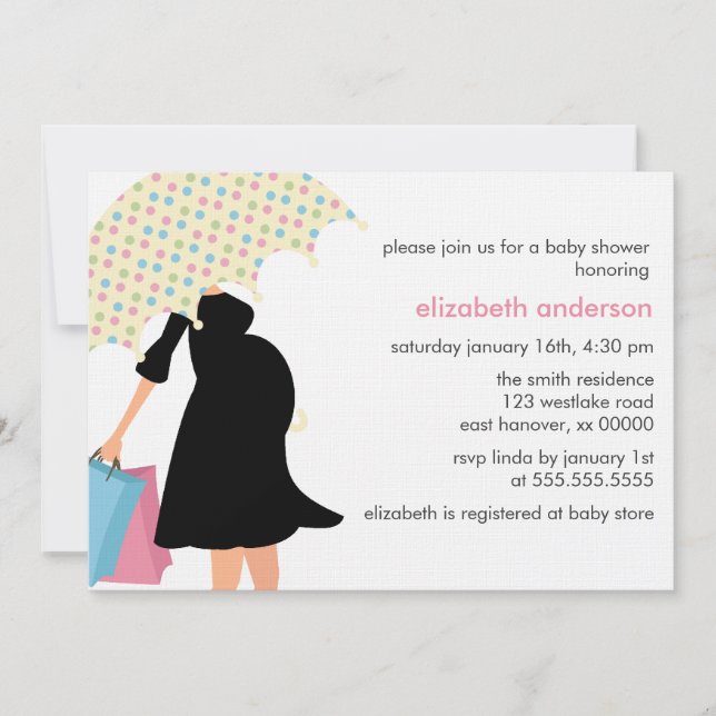 Rainbow Polka dots Umbrella Baby Shower Inbjudningar (Framsida)