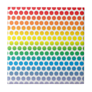 Rainbow Polka dots White Kakelplatta