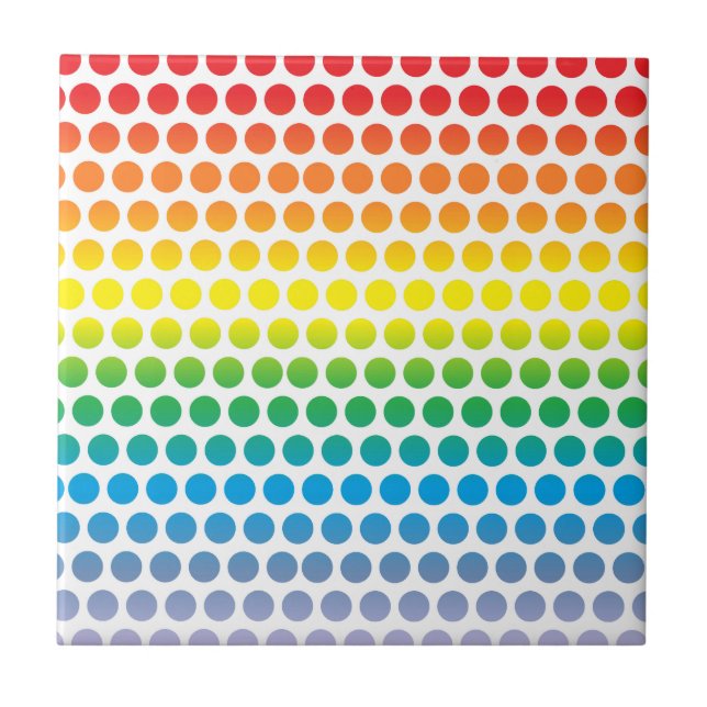 Rainbow Polka dots White Kakelplatta (Framsidan)