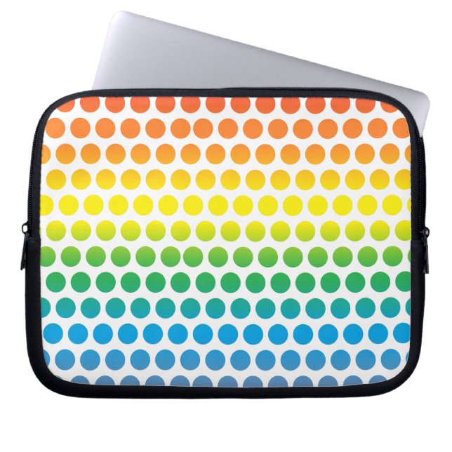 Rainbow Polka dots White Laptop Fodral (Framsidan)