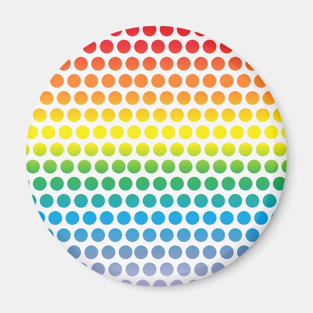 Rainbow Polka dots White Magnet (Framsidan)