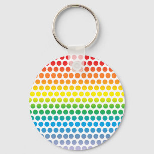 Rainbow Polka dots White Nyckelring