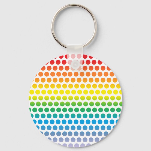 Rainbow Polka dots White Nyckelring (Framsida)