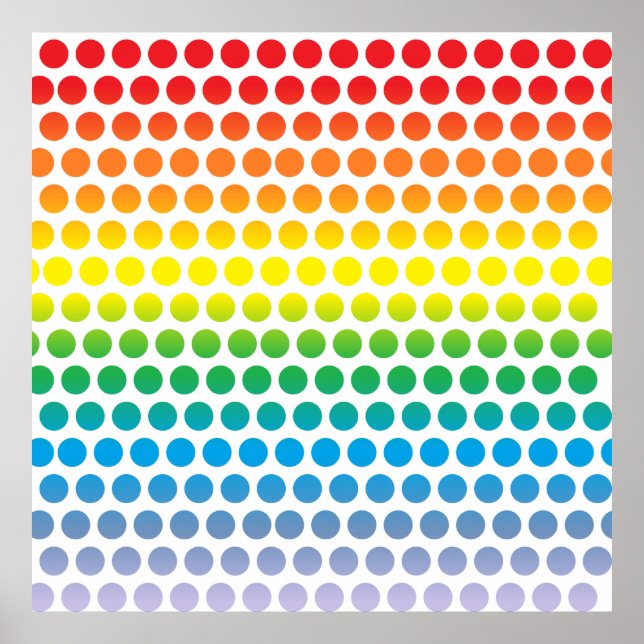 Rainbow Polka Dots White Poster (Framsidan)