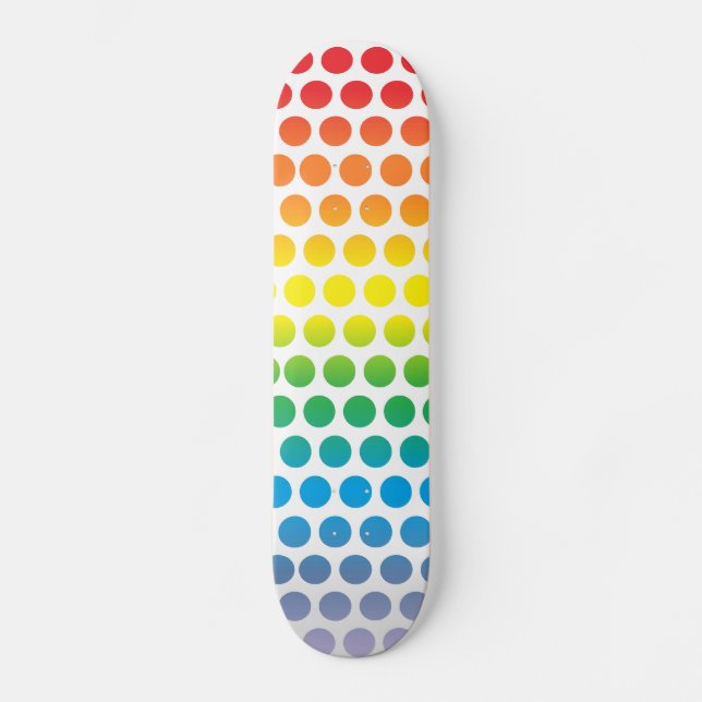 Rainbow Polka dots White Skateboard Bräda 21,5 Cm (Framsida)