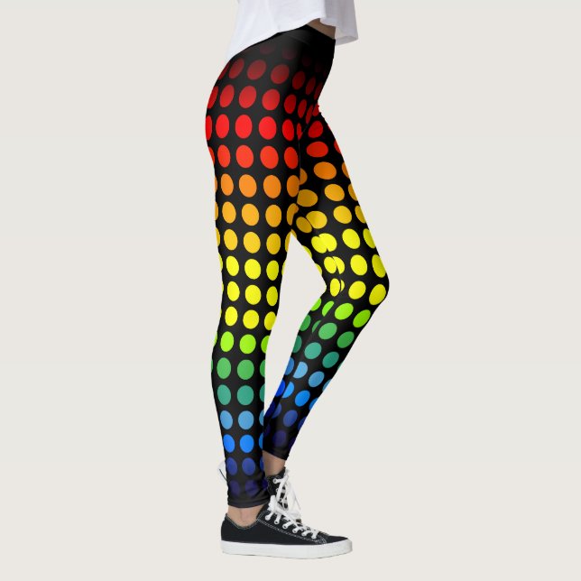 Rainbow Polkadots on Black Leggings (Höger)