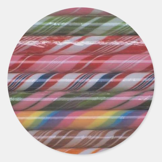 Rainbow Polkagrisars Sticker Runt Klistermärke (Framsida)