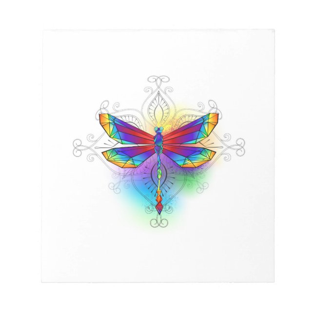 Rainbow Polygonal Dragonfly Anteckningsblock (Framsida)
