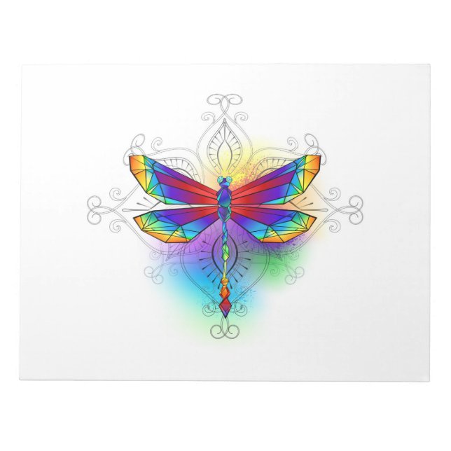 Rainbow Polygonal Dragonfly Anteckningsblock (Framsida)