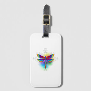 Rainbow Polygonal Dragonfly Bagagebricka
