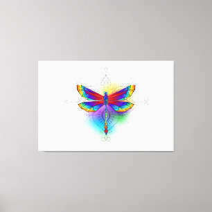Rainbow Polygonal Dragonfly Canvastryck