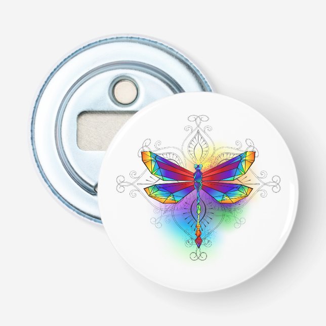 Rainbow Polygonal Dragonfly Flasköppnare (Framsidan)