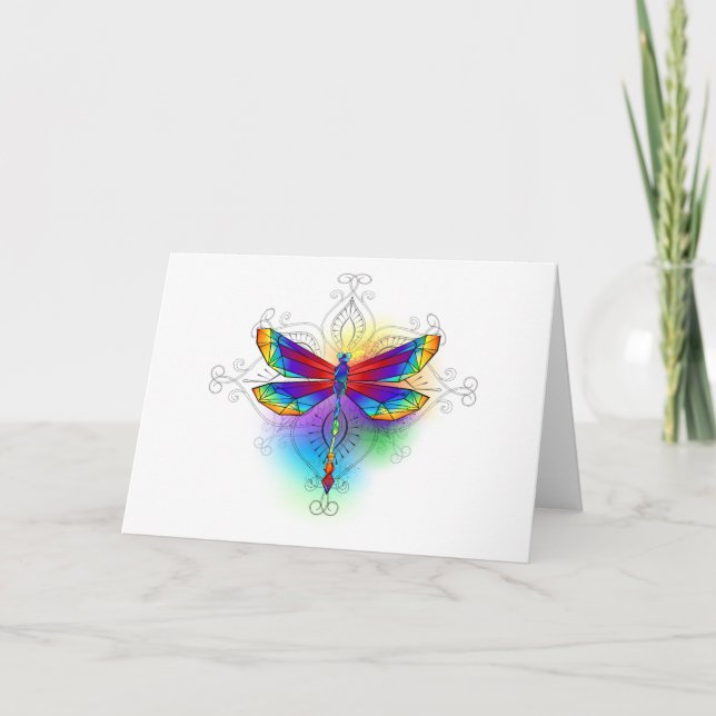 Rainbow Polygonal Dragonfly Inbjudan (Framsida)