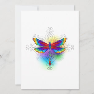 Rainbow Polygonal Dragonfly Julkort