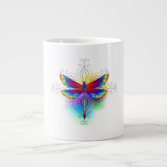 Rainbow Polygonal Dragonfly Jumbo Mugg (Framsidan)