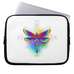 Rainbow Polygonal Dragonfly Laptop Fodral