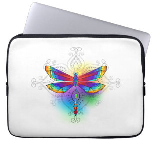 Rainbow Polygonal Dragonfly Laptop Fodral