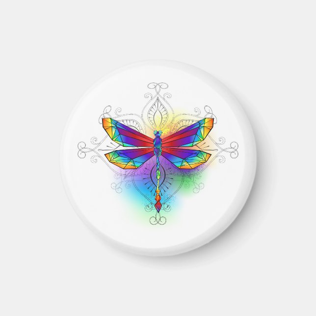 Rainbow Polygonal Dragonfly Magnet (Framsidan)