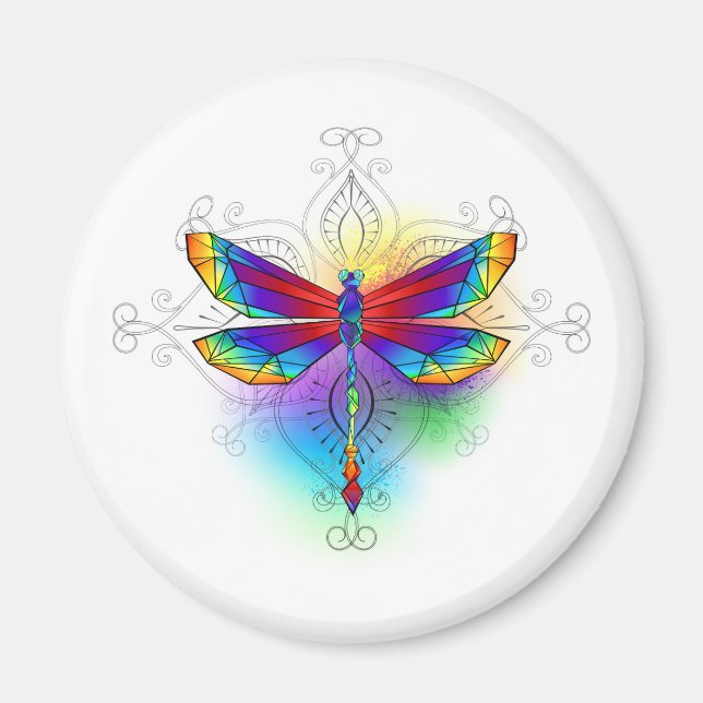 Rainbow Polygonal Dragonfly Magnet (Framsidan)