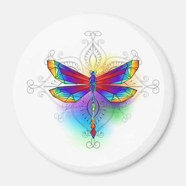 Rainbow Polygonal Dragonfly Magnet (Framsidan)