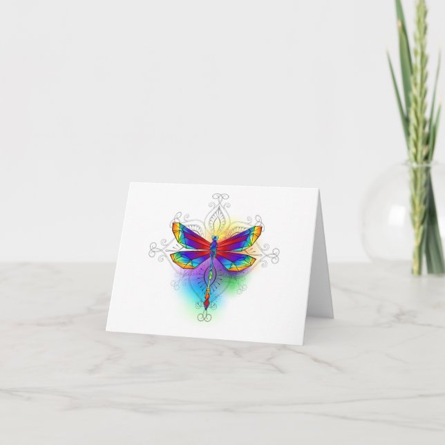 Rainbow Polygonal Dragonfly Meddelande (Framsida)