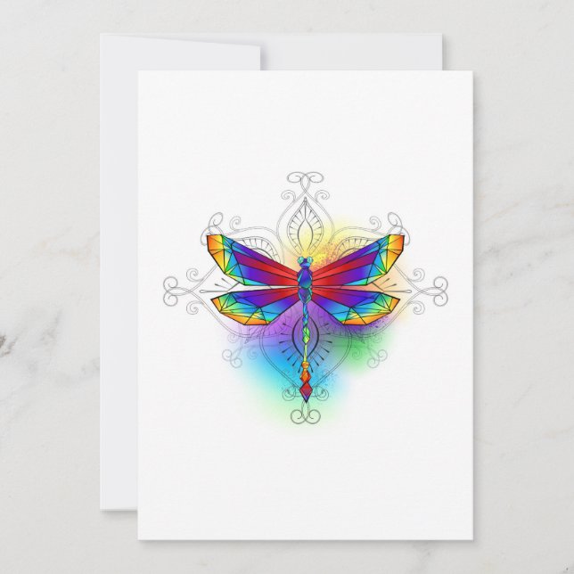 Rainbow Polygonal Dragonfly Meddelande (Framsida)