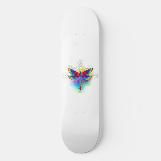 Rainbow Polygonal Dragonfly Mini Skateboard Bräda 18,5 Cm (Framsida)