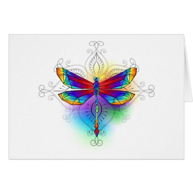 Rainbow Polygonal Dragonfly OBS Kort (Framsidan Horizontal)