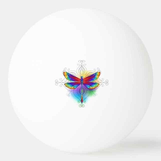 Rainbow Polygonal Dragonfly Pingisboll (Framsidan)