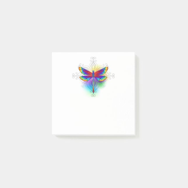 Rainbow Polygonal Dragonfly Post-it Block (Framsida)