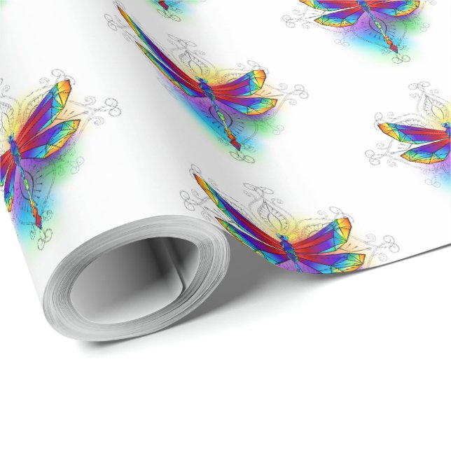 Rainbow Polygonal Dragonfly Presentpapper (Rulle Hörn)