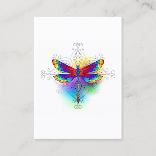 Rainbow Polygonal Dragonfly Rabattkort (Framsida)