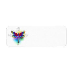 Rainbow Polygonal Dragonfly Returadress Etikett