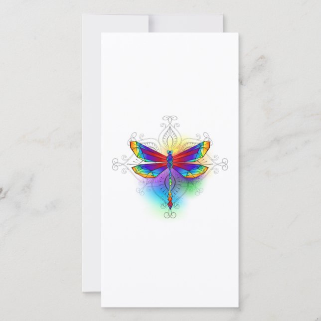 Rainbow Polygonal Dragonfly Spara Datumet (Framsida)