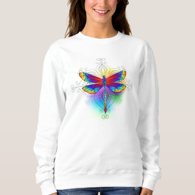 Rainbow Polygonal Dragonfly T Shirt (Framsida)