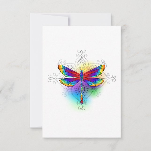 Rainbow Polygonal Dragonfly Tack Kort (Framsida)