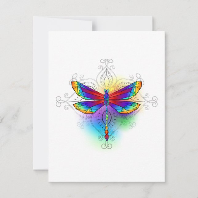 Rainbow Polygonal Dragonfly Tack Kort (Framsida)