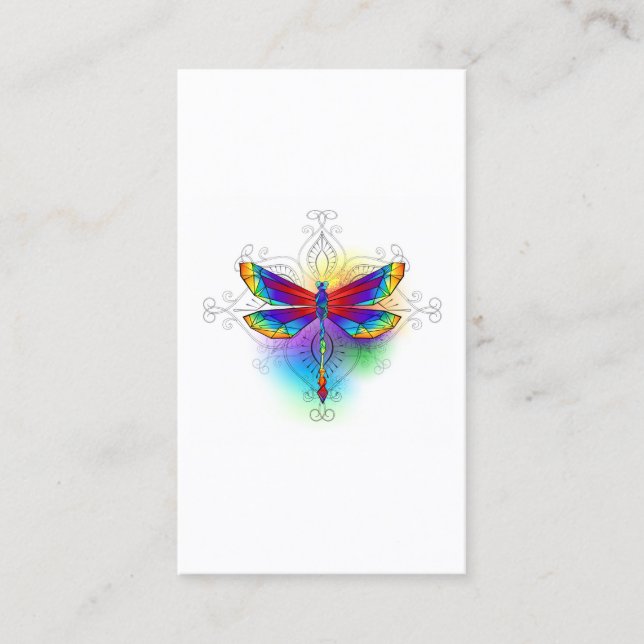 Rainbow Polygonal Dragonfly Tidsbeställning Kort (Framsida)