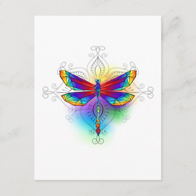 Rainbow Polygonal Dragonfly Tilläggskort (Framsida)