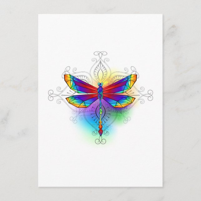 Rainbow Polygonal Dragonfly Tilläggskort (Framsida)