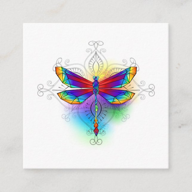 Rainbow Polygonal Dragonfly Tilläggskort (Framsida)