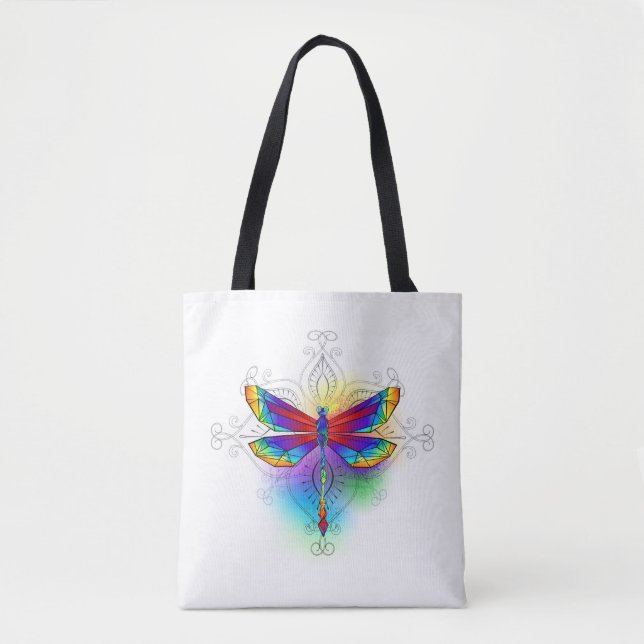 Rainbow Polygonal Dragonfly Tygkasse (Framsida)