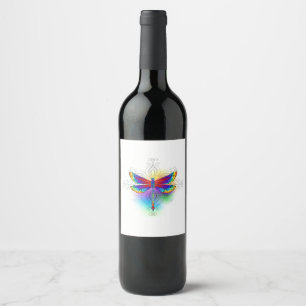 Rainbow Polygonal Dragonfly Vinflaska Etikett