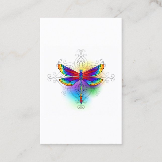 Rainbow Polygonal Dragonfly Visitkort (Framsida)