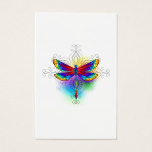 Rainbow Polygonal Dragonfly Visitkort
