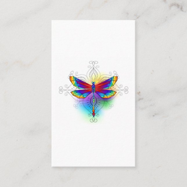 Rainbow Polygonal Dragonfly Visitkort (Framsida)